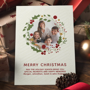 Eleganter Moderner Weihnachtskranz Feiertagskarte