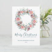 Eleganter, moderner Weihnachtskranz für Unternehme Feiertagskarte (Stehend Vorderseite)