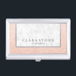 Eleganter, moderner weißer Marmor & Rose Gold Glit Visitenkarten Dose<br><div class="desc">Schöne Kombination aus weißem Marmor,  Imitat Kupfer Rose Gold Glitzer und Silber Textur.</div>