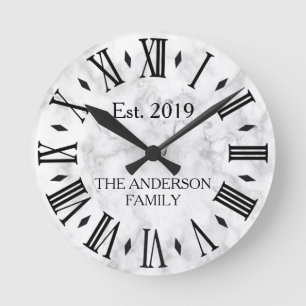 Eleganter, moderner weißer Marmor Runde Wanduhr