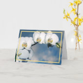 Eleganter, moderner Weißer Orchideen Blume Goldene Karte (Gelbe Blume)