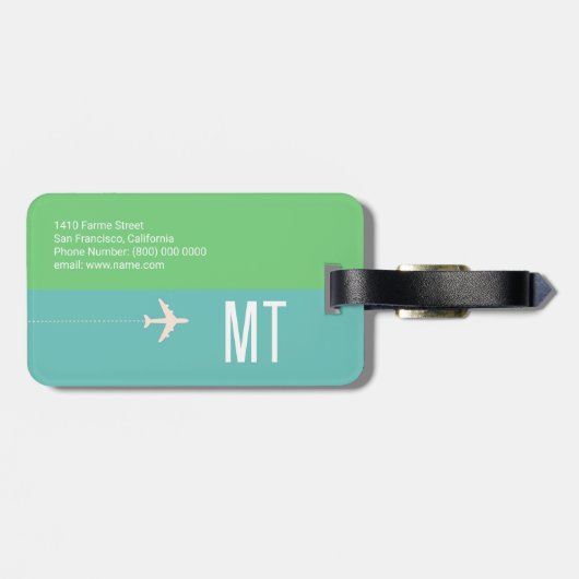 Eleganter moderner Weltkarte Aquamariner Gepäckträ Gepäckanhänger (Rückseite horizontal)