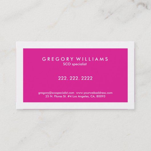 Eleganter moderner White & Pink SEO-Spezialist Visitenkarte (Vorderseite)