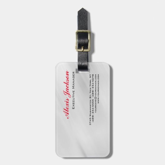 Eleganter moderner zeitgenössischer Stil Grau Rot Gepäckanhänger (Vorderseite vertikal)