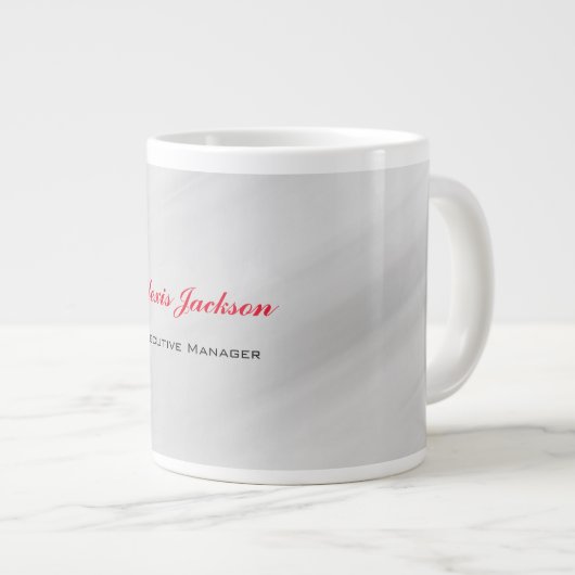 Eleganter moderner zeitgenössischer Stil Grau Rot Jumbo-Tasse (Vorderseite Rechts)