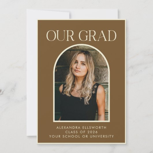 Eleganter Moderner Zweier Foto Brown Arch Abschlu Ankündigung (Vorderseite)