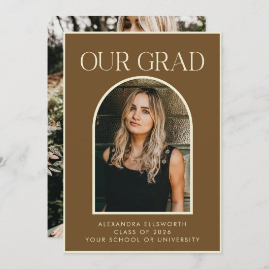 Eleganter Moderner Zweier Foto  Brown Arch Abschlu Ankündigung (Vorne/Hinten)