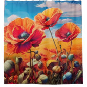 Eleganter Mohnblumen-Duschvorhang Duschvorhang (Vorderseite)