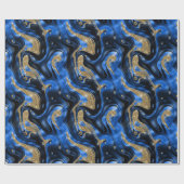 Eleganter Molten Blue und Gold Glitzer Geburtstag Geschenkpapier (Flach)