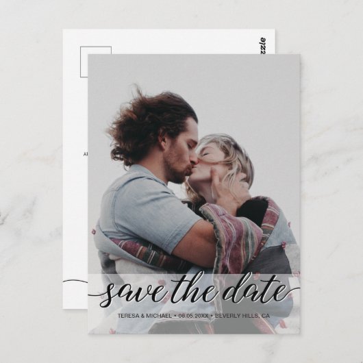 "Eleganter Moment: Personalisiertes Save the Date Postkarte (Vorne/Hinten)