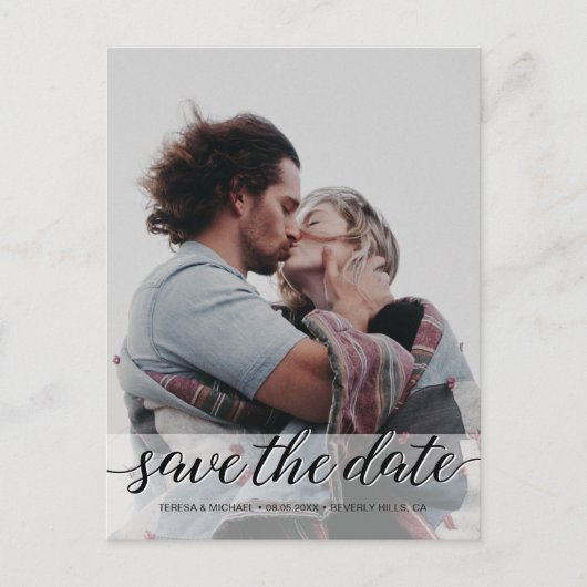 "Eleganter Moment: Personalisiertes Save the Date Postkarte (Vorderseite)