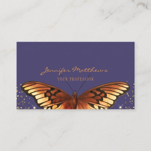 Eleganter Monarch Butterfly Glitzer Visitenkarte (Vorderseite)