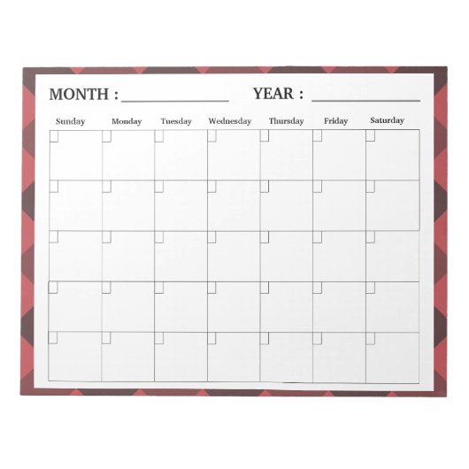 Eleganter Monatsblanke Kalenderplaner Notizblock (Vorderseite)