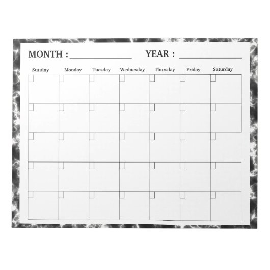 Eleganter Monatsblanke Kalenderplaner Notizblock (Vorderseite)