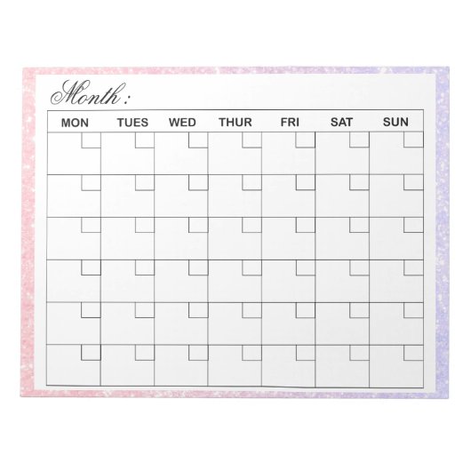 Eleganter Monatskalender-Planer Notizblock (Vorderseite)
