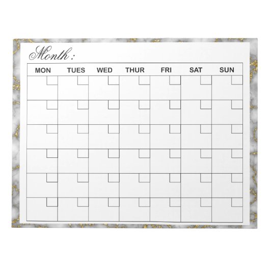 Eleganter Monatskalender-Planer Notizblock (Vorderseite)