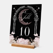 Eleganter Mond Sterne Floral Quinceañera-Tischnumm Acrylschild (Winkel)