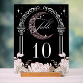 Eleganter Mond Sterne Floral Quinceañera-Tischnumm Acrylschild (Neutral)