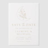 Eleganter Mond und Stars Gold Save the Date Pergament Einladungen (Vorderseite)
