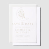 Eleganter Mond und Stars Gold Save the Date Pergament Einladungen (Versetzt)