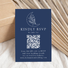Eleganter Mond und Stars Navy QR Code Wedding RSVP Karte