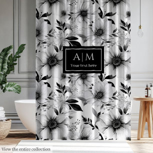 Eleganter, monochromer Botanischer Duschvorhang