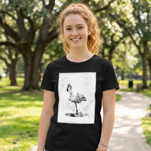 Eleganter monochromer Flamingo in Aquarell T-Shirt