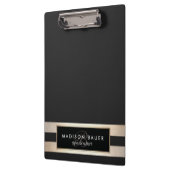 Eleganter Monogam Streifen Schwarz und IMITATE Klemmbrett (Links)