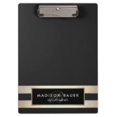 Eleganter Monogam Streifen Schwarz und IMITATE Klemmbrett (Vorderseite)