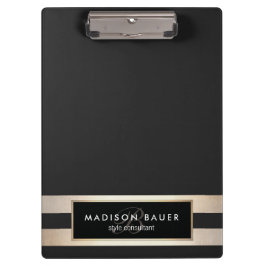 Eleganter Monogam Streifen Schwarz und IMITATE Klemmbrett