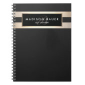 Eleganter Monogam Streifen Schwarz und IMITATE Notizblock (Vorderseite)