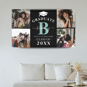 Eleganter Monogram 4 Foto Graduate Abschluss Banner