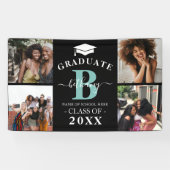 Eleganter Monogram 4 Foto Graduate Abschluss Banner (Horizontal)