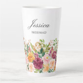Eleganter Monogram Aquarell Rose Blumengarten Milchtasse (Vorderseite)