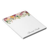 Eleganter Monogram Aquarell Rose Blumengarten Notizblock (angewinkelt)