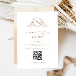 Eleganter Monogram Beige Cream UAWG Online QR Code Begleitkarte