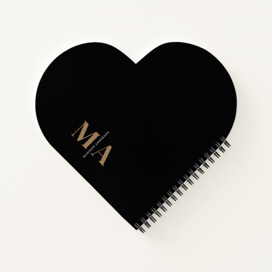Eleganter Monogram Black Gold Name Notizblock (Rückseite)