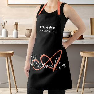Eleganter Monogram Black Pink Script Bester Koch N Schürze