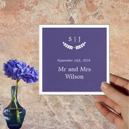 Eleganter Monogram Blue Jewel Tone Dinner Cocktail Serviette