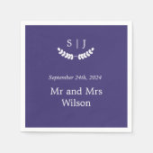 Eleganter Monogram Blue Jewel Tone Dinner Cocktail Serviette (Vorderseite)