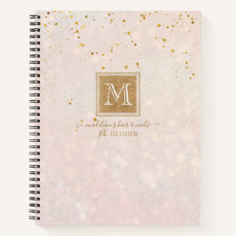 Eleganter Monogram Blush Pink Gold Glitzer Sparkle Notizblock