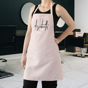 Eleganter Monogram Blush Pink Moderner Salon Schürze