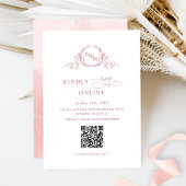 Eleganter Monogram Blush Pink UAWG Online QR Code Begleitkarte