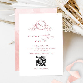 Eleganter Monogram Blush Pink UAWG Online QR Code Begleitkarte