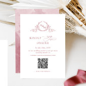 Eleganter Monogram Burgundy UAWG Online QR Code Begleitkarte