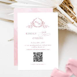 Eleganter Monogram Dusty Rose UAWG Online QR Code Begleitkarte