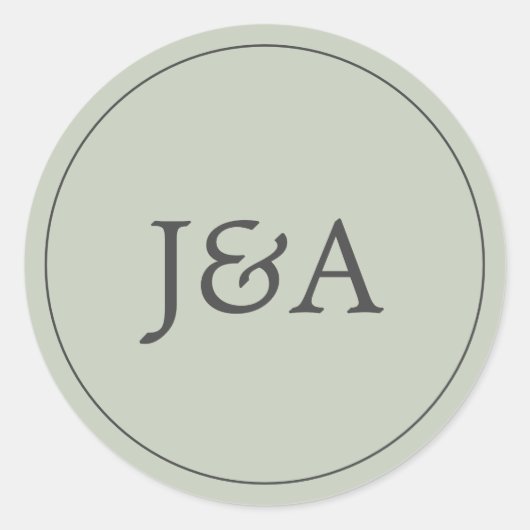 Eleganter Monogram Eucalyptus Green Umschlag Aufkl Runder Aufkleber (Vorderseite)