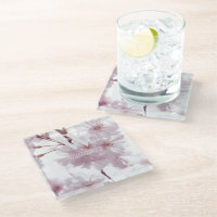 Eleganter Monogram Floral Glass Untersetzer
