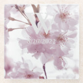 Eleganter Monogram Floral Glass Untersetzer (Vorderseite)