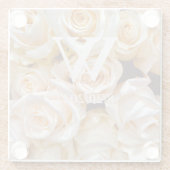 Eleganter Monogram Floral Glass Untersetzer (Rückseite)